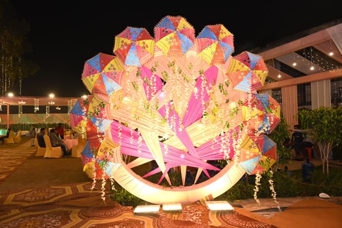 Colourful umbrella art installation
